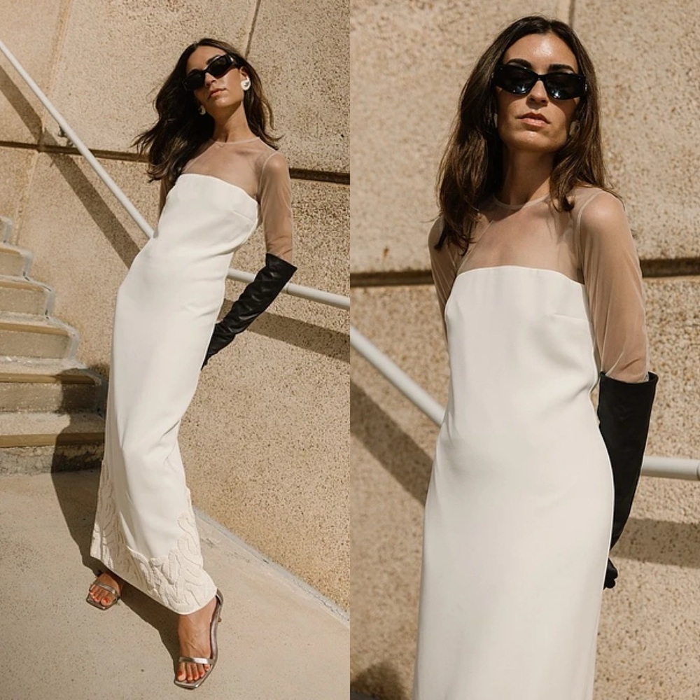 Antonio Melani x Elizabeth Damrich Babe Mesh Crepe Soutache Full Length Dress